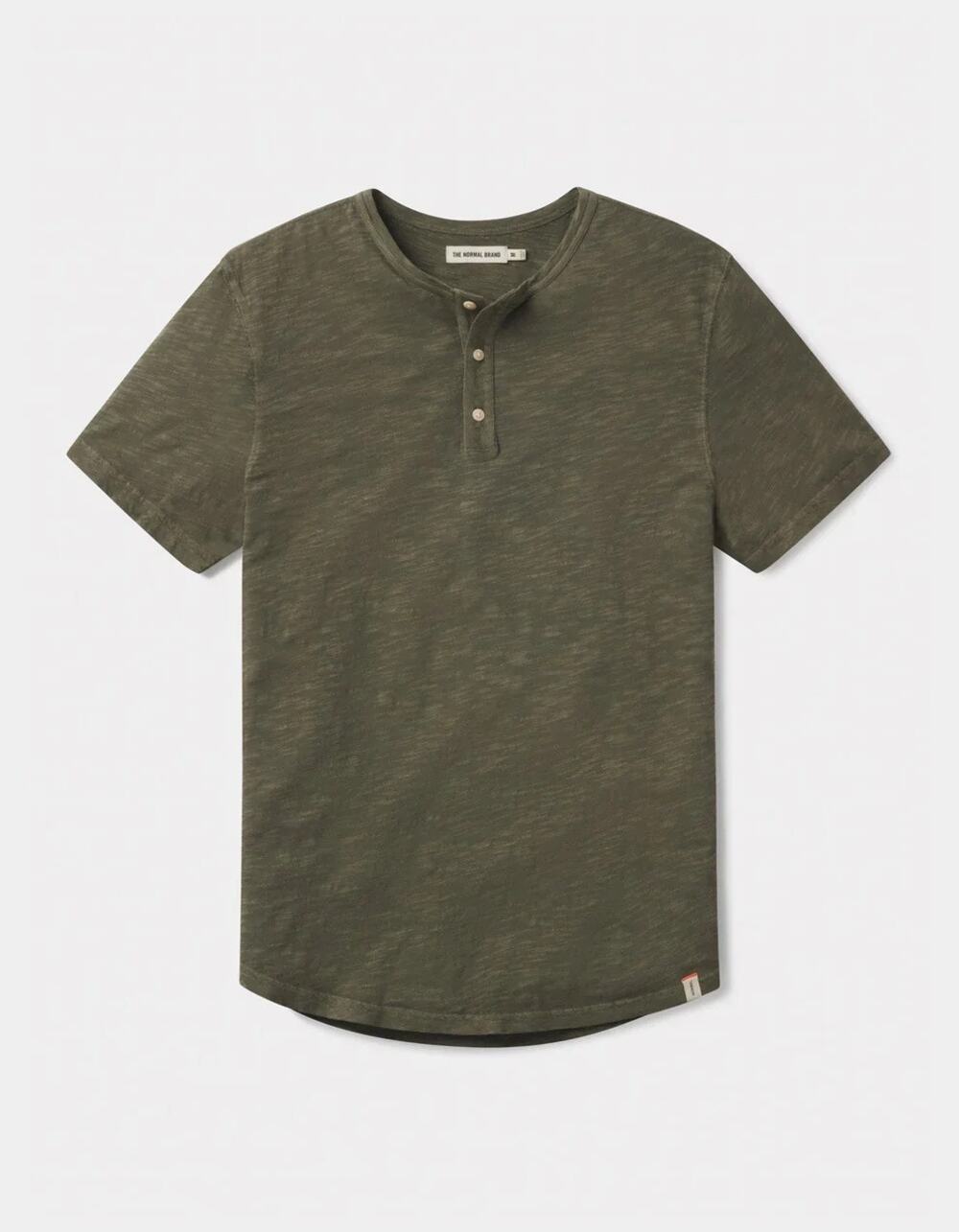 The Normal Brand Vintage Slub Henley Short Sleeve Sz S Green - Tiny Tag Hole